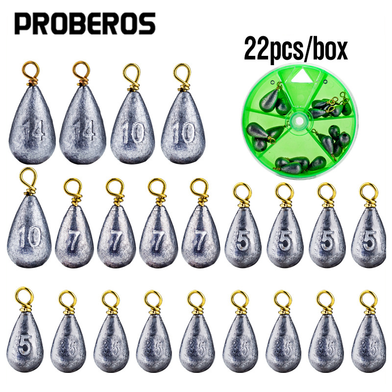 Tackle Box - 22 Adet/Kutu Balıkçılık Ağırlıkları Damla Şeklinde